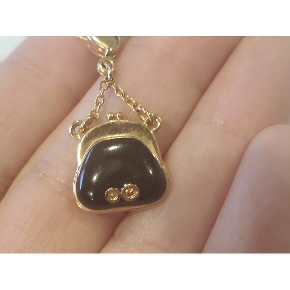 Swarovski Clip Charm - Gold and Black Kisslock Coin Purse - Picture 4 of 6